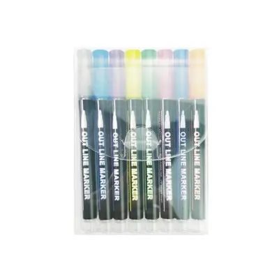 Stylo contour double ligne 12 marqueurs de couleur DIY Drawing Art