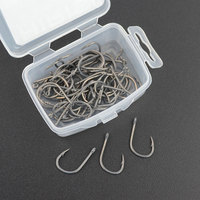 Hirisi 8001 hameçons barbelés en acier inoxydable à revêtement à haute teneur en carbone Pack de crochets de pêche à la carpe avec boîte d'origine au détail 50pcs par paquet