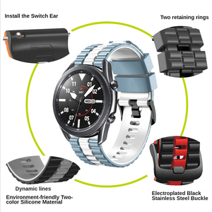 Bracelets de montre universels en silicone océanique bicolore contrastant de 22 mm pour Samsung Galaxy 3 45 mm <span class=keywords><strong>Huawei</strong></span> <span class=keywords><strong>GT3</strong></span> - Product Image 4