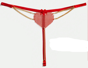<span class=keywords><strong>Perizoma</strong></span> Tanga <span class=keywords><strong>Sexy</strong></span> da Donna con Lettere Personalizzabili Fai da Te, Intimo a Cuore Scavato con Catena Rossa, T-Back - Product Image 5