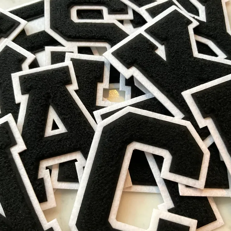 New Chenille Iron on Letters Varsity Black Felt Alphabet Iron On Patches High Quality