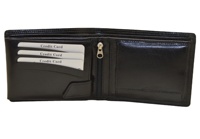 Dompet kulit pria lipat tiga pemblokir RFID, celana pendek ramping dengan Logo terbuka, tempat kartu kredit, kantong koin kanvas, tempat kartu ID