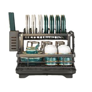 Escurridor de Platos para Encimera de Cocina con Bandeja de Drenaje y Portacubiertos, Organizador de Almacenamiento Eficiente para Utensilios de Mesa - Product Image 1