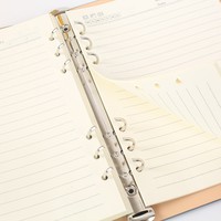 Carnet à spirale souple A5 avec couverture en cuir PU imprimé, 6 anneaux, papier offset, feuilles mobiles, pour affaires et usage scolaire