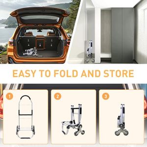Chariot à main pliable 3 en 1 robuste avec chariot d'épicerie à 6 roues, sac étanche portable pour le déplacement, le camping - Product Image 6