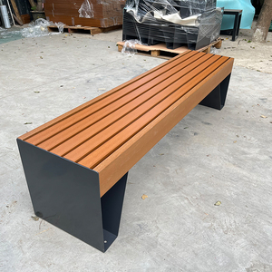 Banc d'extérieur de la meilleure qualité Banc en bois massif Cadre en métal Mobilier public Banc de patio Parc Jardin Utilisation - Product Image 6