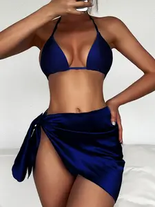 2023 Sexy Bikini Badeanzug Beach wear Mit Kleid 3 Stück Frauen Retro Badeanzug Set Badeanzug Badeanzüge Designer Bademode