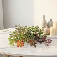 Vente en gros de feuilles artificielles légères en plastique, motif Chlorophytum, peinture à l'huile 3D à 3 branches, pour décoration murale