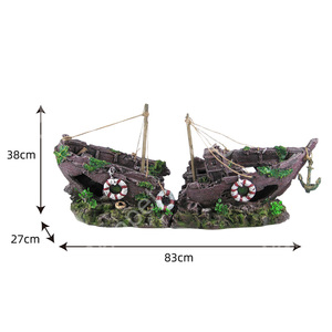 Aquarium Ornament Nave Affondata Barca Pesce Serbatoio Acquario decorazione A Vela Wreck Naufragio - Product Image 6