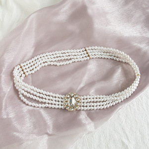 <span class=keywords><strong>Ceinture</strong></span> élastique en perles de 3,5 cm de large <span class=keywords><strong>pour</strong></span> femmes, 4 rangées de perles, <span class=keywords><strong>ceinture</strong></span> extensible élégante avec boucle en strass, <span class=keywords><strong>ceinture</strong></span> décorative <span class=keywords><strong>pour</strong></span> <span class=keywords><strong>robe</strong></span> - Product Image 3