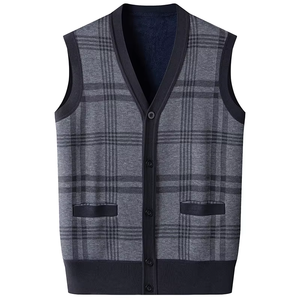 Nouveau Gilet <span class=keywords><strong>Pull</strong></span> sans Manches Tricoté Épais et Chaud pour <span class=keywords><strong>Homme</strong></span>, Col en V, avec Logo Frontal, Collection Automne - Product Image 3