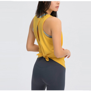 SHINBENE dos ouvert <span class=keywords><strong>cravate</strong></span> Yoga entraînement débardeurs femmes léger <span class=keywords><strong>cravate</strong></span> teinture sport gilet Fitness hauts - Product Image 4