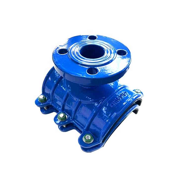 Fusion Boned Epoxy Ductiel Iron DI Tapping Saddle Clamp With Flange Outlet for PVC Pipe