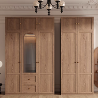 Armoire de chambre à coucher en placage de bois style Mid-Century avec portes battantes, meubles de chambre à coucher