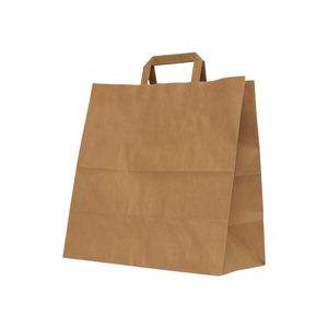 Hot Sale Custom Your Own Logo Recycled Kraft Paper Takeaway Food <b>Bag</b> with Flat Handles Flexo Printing OEM Design - Product Image 4