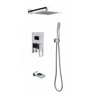 Brass Bath <strong>Mixer</strong> With Ceiling Rain <strong>Shower</strong> Head in Wall <strong>Mounted</strong> Bathroom Concealed <strong>Shower</strong> <strong>Mixer</strong> Set - Product Image 4