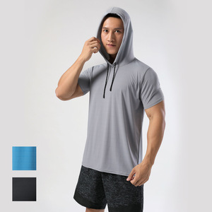 T-shirt à capuche personnalisé pour homme, séchage rapide, respirant, pour la randonnée, la gym, la course et l'entraînement sportif estival - Product Image 1