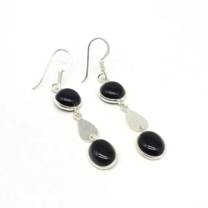 Pendientes de Plata de Ley 925 para Mujer con Piedra de Ónix Negra, Joyería Elegante y con Estilo para Bodas, Regalos y Uso Diario - Product Image 1