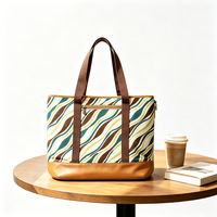 Sac à bandoulière à imprimé ondulé, poche zippée, sac de courses réutilisable, sac pour les trajets quotidiens, sac de voyage et de travail en polyester pour femmes