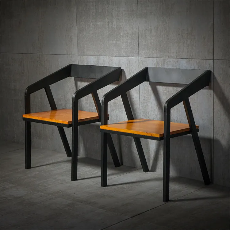 Chaise de salle à manger en fer et bois, modèle nordique rétro industriel Simple, pour café, loisirs, salon, maison