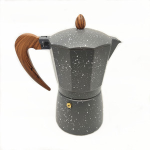 <span class=keywords><strong>Cafetière</strong></span> Moka en aluminium noir moucheté avec poignée en bois, machine à expresso pour cuisinière, <span class=keywords><strong>cafetière</strong></span> de style italien - Product Image 2