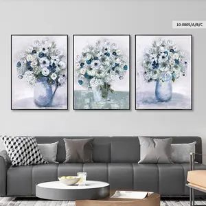 Best Selling Emoldurado Wall Art Decor Abstrato Flores Pintura a Óleo Impressões Canvas Wall Art para Sala Quarto Escritório