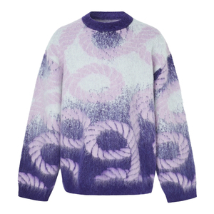 Pull à col ras du cou en mohair personnalisé pour hommes, tricoté flou respirant, hiver avec décoration à motifs - Product Image 1
