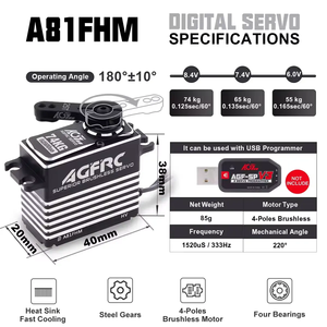 Moteur brushless 4 pôles AGFRC A81FHM HV 74KG <span class=keywords><strong>Super</strong></span> Torque programmable numérique pour camion RC 1/8 - Product Image 6