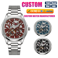 Reloj de Lujo Esqueleto Personalizado OEM, Reloj Mecánico de Acero Inoxidable con Puntero, Reloj de Hombre Resistente al Agua 5 ATM, Proveedor Mayorista