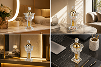 Brûleur d'encens en cristal K9 avec feuille d'or, couvercle creux en forme de lune, diffuseur d'aromathérapie à facettes, centre de table zen de luxe pour la décoration intérieure