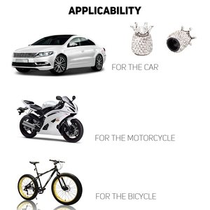 4 pièces de capuchons de valve de pneu ABS brillants en forme de couronne, avec cristaux de diamant synthétiques et alliage d'aluminium, universels pour voiture, décoratifs et anti-poussière - Product Image 6