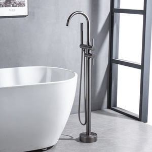 Robinet <span class=keywords><strong>de</strong></span> baignoire autoportant en laiton gris anthracite, <span class=keywords><strong>colonne</strong></span> latérale rotative, ensemble <span class=keywords><strong>de</strong></span> douche encastré chaud et froid pour la maison et les maisons <span class=keywords><strong>de</strong></span> retraite - Product Image 2