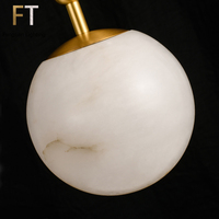 Lámparas de araña de latón para decoración del hogar, candelabros colgantes de techo con pantalla de mármol, luces colgantes