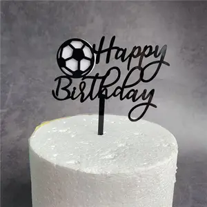 Football Theme Party Cupcake Topper Happy Birthday Cake Topper For Kids Boy Soccer Birthday Party Cake Decors Supplies XQA268