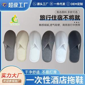 Chaussons d'hôtel épais antidérapants en peluche à bout fermé couleur unie, vente en gros pour maisons d'hôtes et salons de beauté - Product Image 5