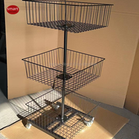 Offre Spéciale 3 couches en vrac marchandises Promotion Mobile Dump Cube métal luminaire carré fil d'acier panier présentoir