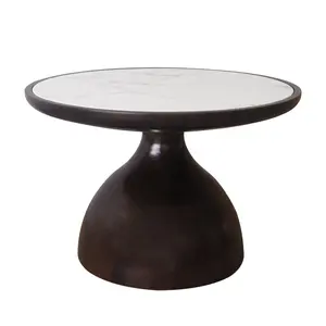客厅批发带大理石顶的现代实木底座中央桌