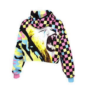 <b>Winter</b> Wear <b>Women's</b> Crop <b>Top</b> Hoodies Customized Design Heat Transfer Printing Pullover Hoodies for <b>Woman</b> Knitted - Product Image 3