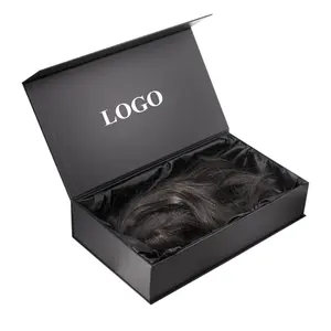 Scatola di imballaggio regalo all'ingrosso con inserto di nastro foderato di raso di lusso scatole di Extension per capelli umani parrucche per capelli umani