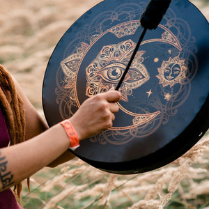 Vegan Shaman Drum Fashion Alchemical Moon Sound Healing Tool Tunable membrana Frame Draum strumento musicale - Product Image 3