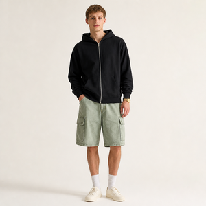 Sweat-shirt à capuche zippé noir pour homme, en coton épais, respirant, coupe classique, streetwear d'hiver - Product Image 3