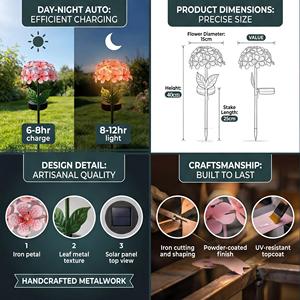 Luces Solares de Jardín con Forma de Hortensia, Resistentes al Agua, para Decoración de Patio, Camino y Jardín, Iluminación Nocturna - Product Image 4