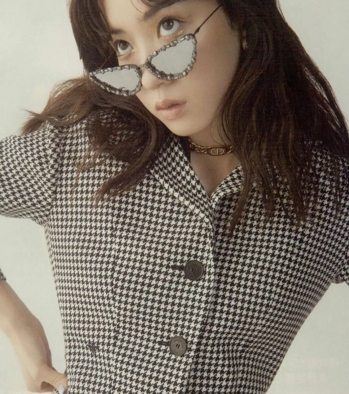 FANXUN 3562 Advanced Sense Cat's Eye Diamond Sunglasses for Women Metal Frame Butterfly Glasses for Party   Catwalk