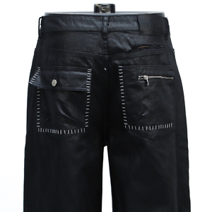 <span class=keywords><strong>Jeans</strong></span> Cerati Neri Casual alla Moda Personalizzati, Vestibilità Ampia, Alta Qualità, Gamba Larga, Orlo Grezzo per Uomo - Product Image 5