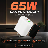 65W GaN PD 3.0 QC3.0 Hızlı Şarj Cihazı USB C Duvar Adaptörü ABD Fişi Cep Telefonu Tablet Dizüstü Bilgisayar için