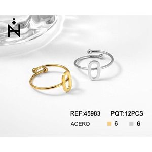 Anello in acciaio inossidabile con lettera O, gioielli alla moda per donne e uomini, misura 6 - Product Image 1