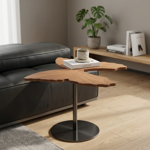 <b>Modern</b> Wood <b>Coffee</b> <b>Table</b> With <b>Black</b> Metal Base Minimalist Living Room Furniture Handmade Design - Product Image 2