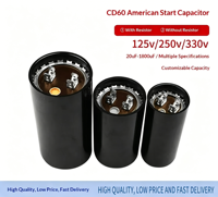 Condensateur de démarrage enfichable CD60 AC 50/60HZ, norme américaine, avec coque en bakélite de style américain, 20UF-1800UF