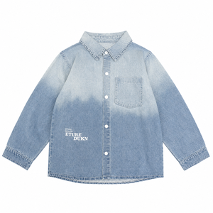 Chemise en jean dégradé pour garçons MZJ, 79,2 % coton mélangé, manches longues, décontractée, boutonnée, respirante, douce, 120-155 cm - Product Image 1