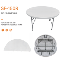 Table ronde pliable en plastique blanche moderne, vente en gros pour événements en extérieur et en intérieur, salle à manger, hôtel, restaurant, banquet